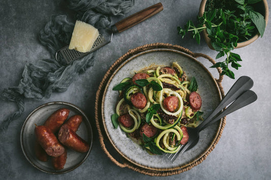 Apple Gouda Sausage with Zucchini Noodles