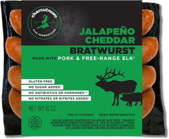 Smoked Pork and Elk Jalapeño Cheddar Bratwurst